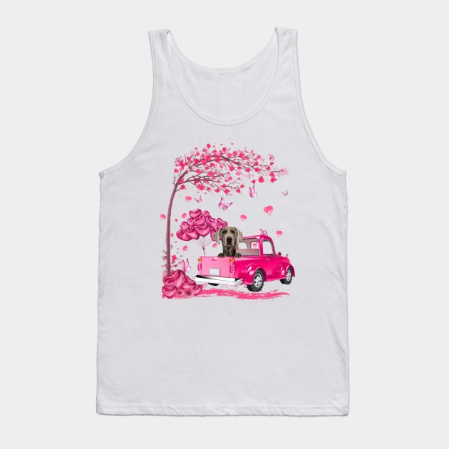 Valentine's Day Love Pickup Truck Weimaraner Tank Top by SuperMama1650